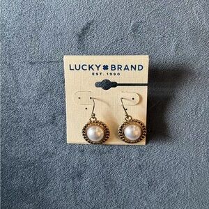Brand new Lucky Brand Vintage Gold Pearl Earrings